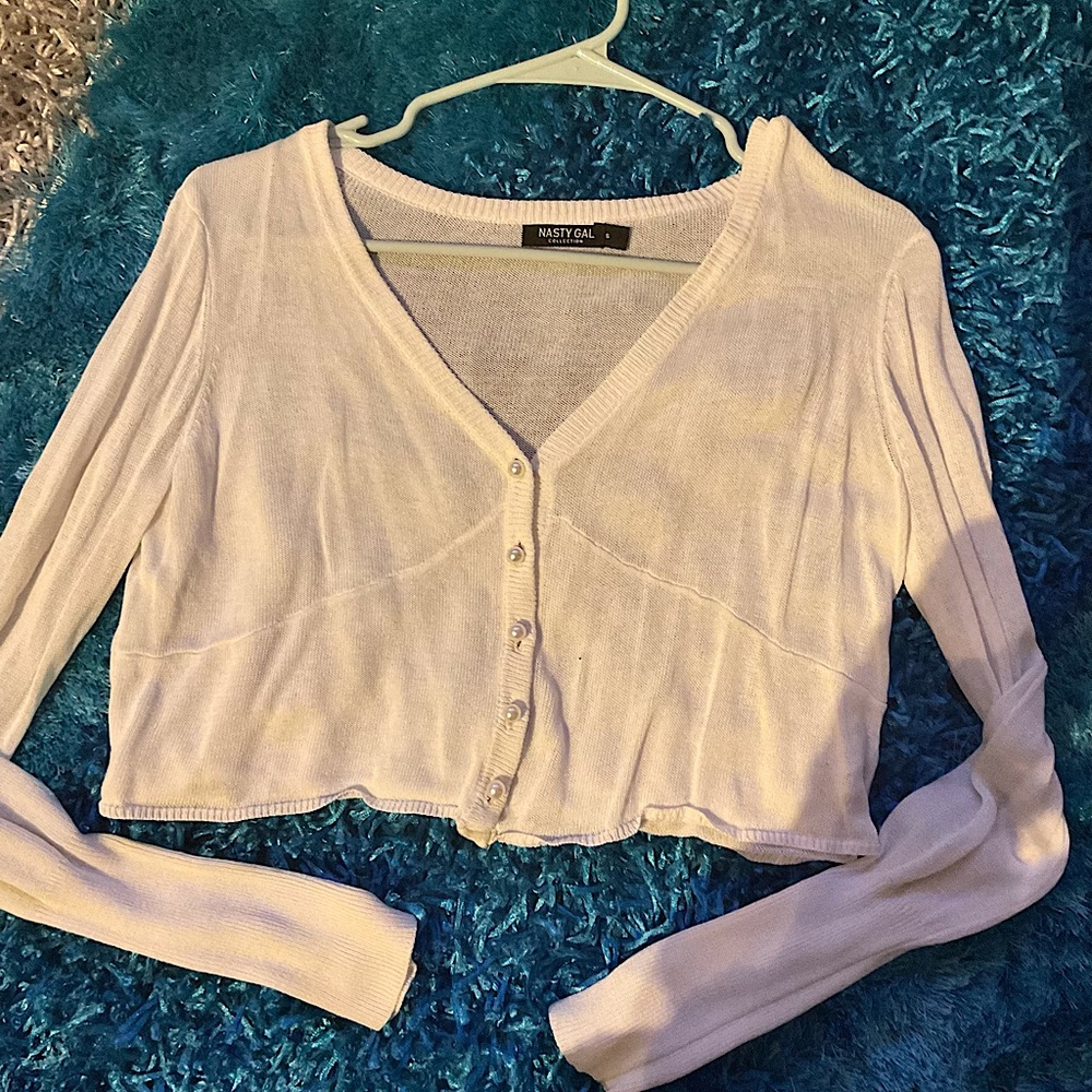 Mini sheer cardigan with pearl buttons